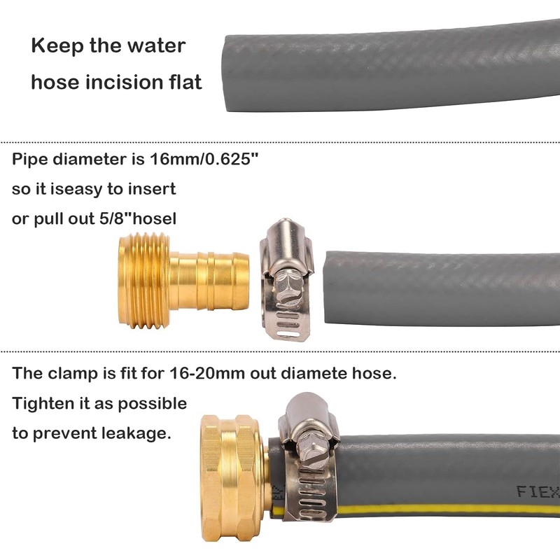Solid Brass Female and Male Hose Connector Set for 3/4"