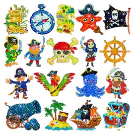 Leesgel 125 Styles Pirate Glitter Tattoos for Kids, Pirate Stickers, Temporary Tattoos for Boys Pirate Party Decorations Bag Fillers, Pirate Accessories Toys Favours for Children Birthday Supplies