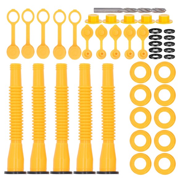 5 Set Fuel Can Spout Kit Anti Spill HDPE Flexible