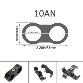 YSIL Abrazadera separadora de manguera 10AN, abrazadera de montaje de línea de combustible, abrazadera de montaje de aluminio adecuada para línea de aceite, línea de freno, tubería de agua y línea de gas, negro, 6 unidades