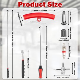 Hengme Tyre Lever Tool Set, 24 PCS Motorcycle Bicycle Cart Scooter Repair Kit with 3PCS 39cm Iron Tyre Spoon and Valve Removal Tool