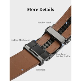 SKiporty Mens Belt Leather with Automatic Buckle Adjustable Ratchet Belts for Men Dress Casual Jeans Trim to Fit,28" to 34",Z-Brown