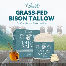 Beef Tallow Salve – All Natural Grass Fed Beef Tallow & Honey All Purpose Balm – Moisturizing Body Salve Great for Eczema, Cracked, Dry, Itchy, Irritated Skin – Skin Repair Skincare Made in USA