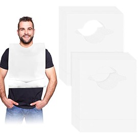 Baberos desechables para adultos Hicarer para comer | with Crumb Catcher for Elderly Seniors, Plastic Bibs Single Use Dining Clothing Protectors for W