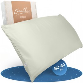 Samthus Pillowcase (80 x 80 cm), Cotton, Satin, Oeko-Tex Made in Green, Heavenly Soft Sleep with Breathable Pillowcase, 1 x Pillowcase, Green, with YKK Zip