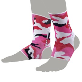 BAY Sports Camouflage 2 x Elastic Foot Wraps (Pink, Black, S) Ankle Bandages, 1 Pair Black
