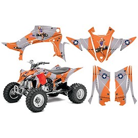 AMR Racing ATV Graphics kit Sticker Decal Compatible with Yamaha YFZ450R SE 2014-2016 - T-Bomber Orange