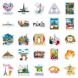 France Stickers for Laptop(50 Pcs),Gift for Kids Teens Adults Girl,France Waterproof Stickers for Water Bottle,Vinyl Stickers for Scrapbook,Journal,Dairy,Skateboard