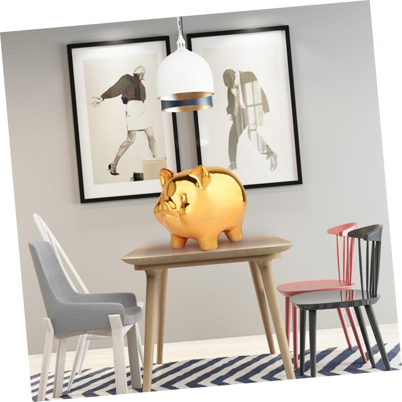 HONITANO Ceramic Piggy Bank Cute Pig-Shaped Money Box for Home