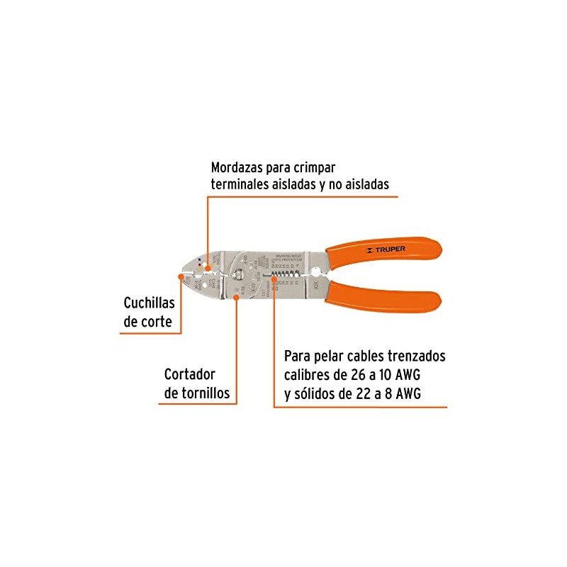 Truper PE-CA-9, Pinza pela cables 9