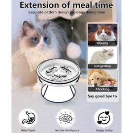 Cozioz Cat Slow Feeder Bowl: Raised Design for Improved Eating, Anti-Vomit, Promotes Digestion, and Prevents Obesity - Slow Down Your Feline Friend's Eating Speed