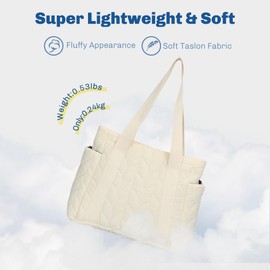 Hynes Eagle Tote Bag for Women with Zipper, Women's Handbag, Quilted Puffer Tote Bag for Travel, Beach, Gym, Work, School