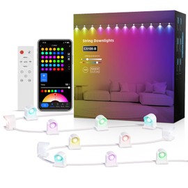 APPECK String Downlights, Smart LED String Lights 20ft with 30 LEDs, Color Changing Wall Light for Party, Home Decor, Work with Alexa/Google Assistant, 111 Scene, White