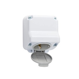 Surface-Mounted Wet Room Schuko Sockets 1-Way or 2-Way IP66 Even When Plug is in Operation (1-Way)