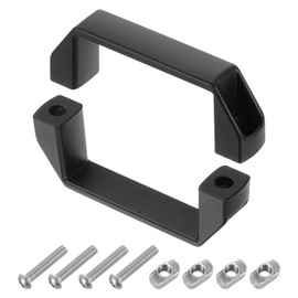 sourcing map 2 Pack Rectangular Pull Handle, 90mm/3.5" Hole Center Aluminium Alloy Door Handle Modern Drawer Pull for Drawer Cabinets Gate Garages, Black