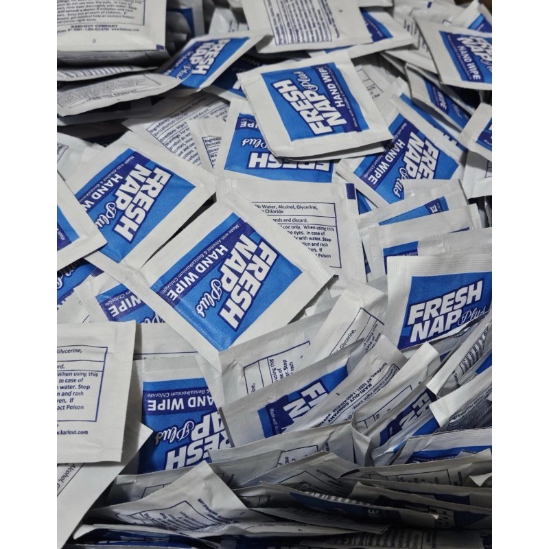 Fresh Nap Hand Wipes Individually Packed Alcohol & Benzalkonium Chloride