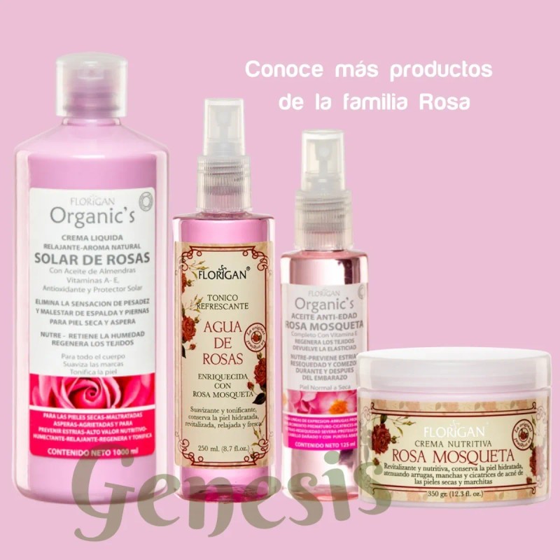 Florigan Agua de Rosas Tónico Facial Hidratante Libre de Parabenos
