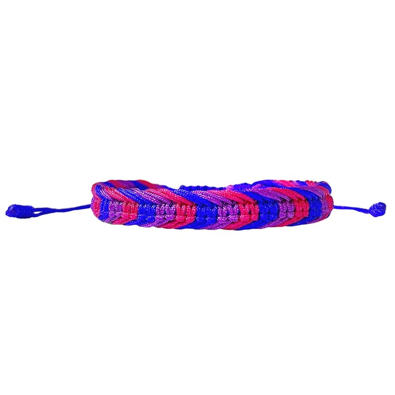 Zigvert Bisexual Pride Bracelet, Handmade Cotton Cord Chain Wrap, Adjustable,