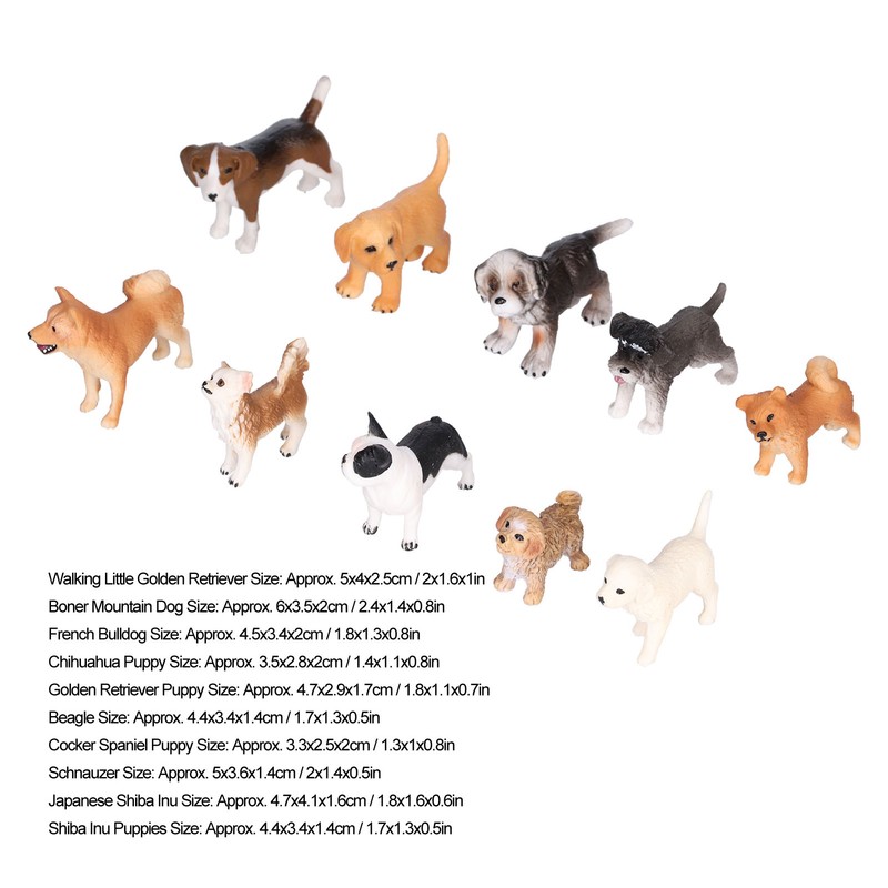 10PCS Mini Dog Figurines Toy Set Hand Painted Plastic Simulation