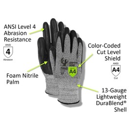 MAGID Griffin Gear ANSI A4 Liquid Repellent Foam Nitrile Work Gloves, 1 Pair, Size 10/XL, GPD456