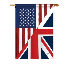 Breeze Decor - US UK Friendship Flags of the World - Everyday Impressions Decorative Vertical House Flag 28" x 40" Printed In USA