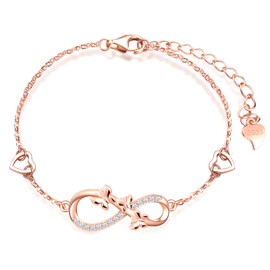 INFINIONLY Women's Girls Butterfly Necklaces Bracelets and Earrings 925 Silver Jewellery Sets with Zirconia Infinity Symbol Necklaces Pendant Earring Bracelets Rose Gold, Sterling Silver, Cubic