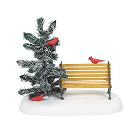 Department 56 Village Accessories Cardinal Christmas Bench Figurina, 3.375 Pulgadas, Multicolor