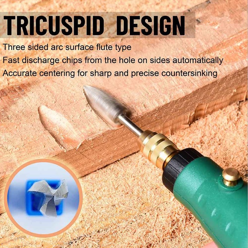 Wood Carving Tools, 5 PCS HSS Engraving Drill Bit Set