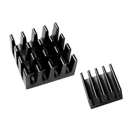 Raspberry Pi Heatsink Set of 2 Aluminium for CPU and RAM, Colour: Black