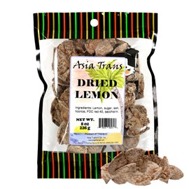Asia Trans & Co. Dried Preserved Whole Lemon - Dehydrated Fruit Peel Snacks - Whole Lemon Crack Seed Slices - Sweet, Salty & Tart Citrus Flavor - Li Hing Mui Preserved, Asian-Style Dry Candy Packs
