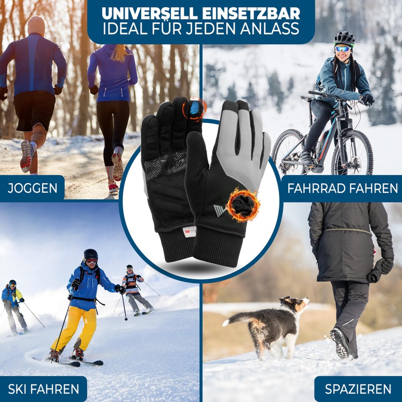 MIVELO Cycling Gloves with Thermal Fleece, Waterproof & Windproof Gloves,