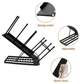 ZERRYL Cup and Lid Holder with Straw Organizer - 5 Adjustable Compartments Coffee Cup and Lid Dispenser for Countertop, Breakroom, Coffee Station and Bar (Black)