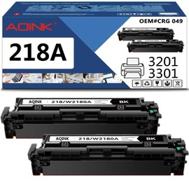 218A W2180A Black Toner Cartridges (NO CHIP) : 2 Pack High Yield 3201dw 3301fdw Replacement for HP 218A W2180A Ink for Color Laserjet Pro 3201dw；MFP 3301fdw，3301sdw，3301cdw (NO CHIP, 2,600 Pages)