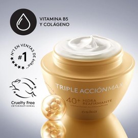 ésika - Crema para la cara Hidra Reafirmante Triple Acción Max 40+ años con ácido hialurónico y colágeno, 200g