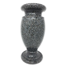 Optimum Memorial Cemetery Flower Vase - Plastic (Black Granite) with Metal Ground Spike, Grave Marker, Decorations for Gravesite, Headstone Flowers Holder, Garden Lawn & Yard