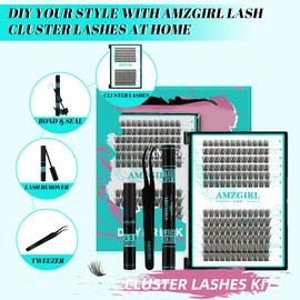 Eyelash Extensions, Wet Look, 168 Pieces, Eyelash Clusters, Lashes, Ultra-Thin Eyelashes, Band, Eyelash Extensions, Spiky Anime Wide Span Lashes (Okra, D-10-18 mm)