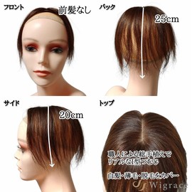 Wigrace Domestic Brand, 100% Human Hair, Fully Hand Planted, Hairpiece, Short, Divided into Centers, Medical Use, Men's, Women's, Centerpiece (Natural Brown)