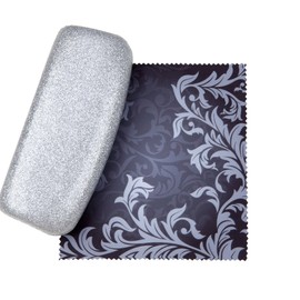 SPUNKYsoul Silver Medium Premium Fashion Women's Hard Eyeglasses Case By Spunky Soul | Glitter Silver | Bonus Cleaning Cloth