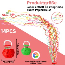 Pack of 14 Streamers Birthday, Throw Streamer for Party, Wedding, New Year, Carnival, Graduation, 9.5 x 7.5 cm
