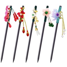 Saijer Hair Sticks, Pack of 5 Chinese Hair Sticks, Vintage Hair Chopsticks, Hairpin Hair Clips, Hair Sticks, Hair Accessories, Hair Sticks, Flower Hair Sticks for Women, Girls, Hair Accessories