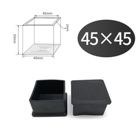 8 Pcs Square Plastic Plugs, Black Tube Inner End Caps, 45mm x 45mm Anti-slip Cover for Furniture Chair Desk Leg Tables Foot, Pipe