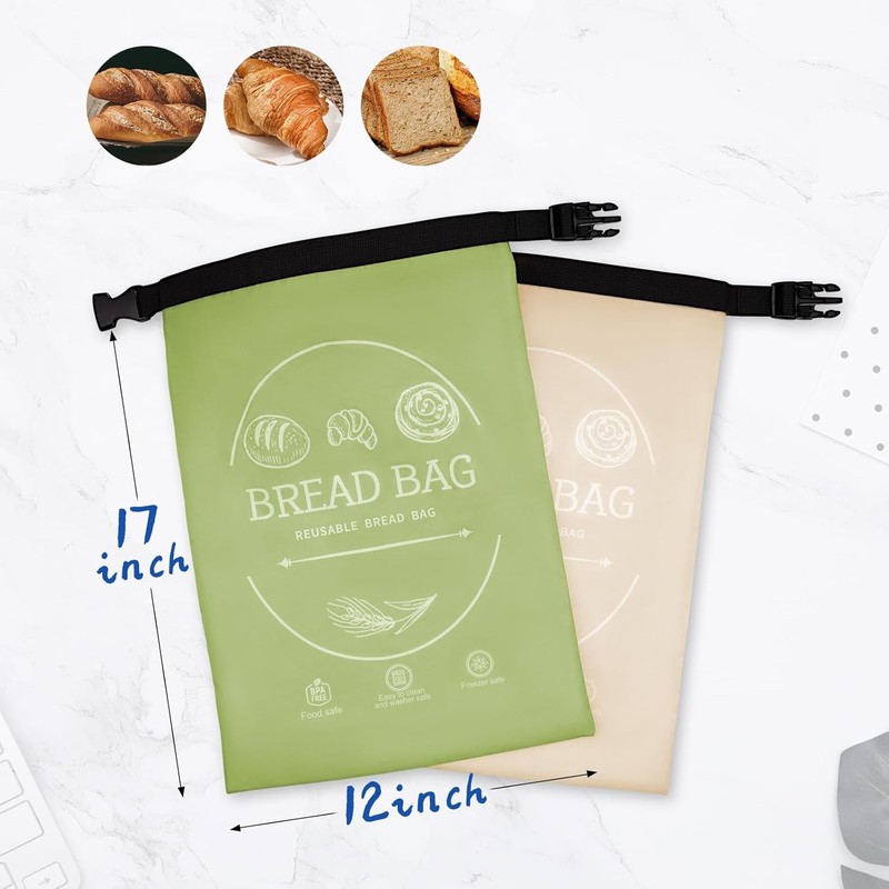 2 Pack Reusable Bread Bags for Homemade Bread with Beeswax