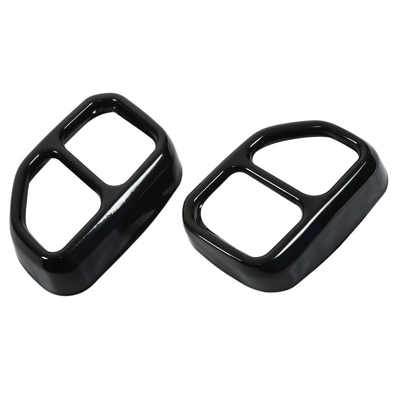2pcs Gloss Black Car Tail Exhaust Pipe Cover Trim Stainless