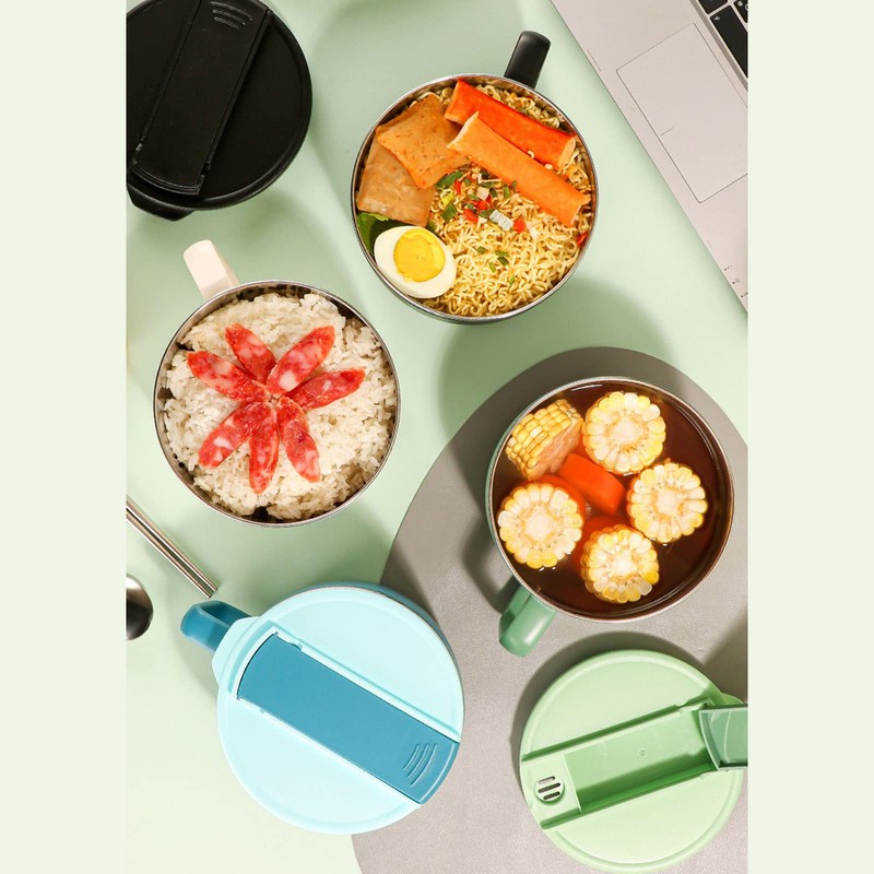 Ramen Bowl Set 1200ML, Stainless Steel Ramen Bowl with Lid