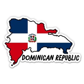 Squiddy Dominican Republic Map with Flag - Vinyl Sticker Decal for Phone, Laptop, Water Bottle - 3"