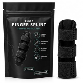 Finger Splint 3 Pack, Aluminium Finger Straightener & Immobiliser, Adjustable Finger Brace for Mallet Finger, Trigger Finger, Broken, Jammed & Sprained Fingers, Left & Right Hand, Black