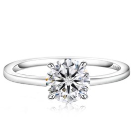 KRKC&CO Engagement Ring Women's Moissanite Rings, 0.5/1/2 ct Solitaire Ring, VVS1 D Colour, Ring Silver 925 Women's White Gold Wedding Ring, Wedding Ring, Engagement, Wedding, Anniversary Gift [Size