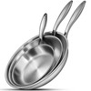 EWFEN Tri-Ply Stainless Steel Frying Pans Set, 8”/10”/12” Cooking pans,