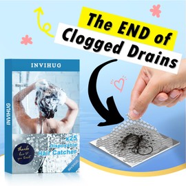 INVIHUG, 25 Pack Disposable Drain Hair Catcher, Shower Drain Hair Catcher Stickers for Shower and Drain Cover.(Gray)