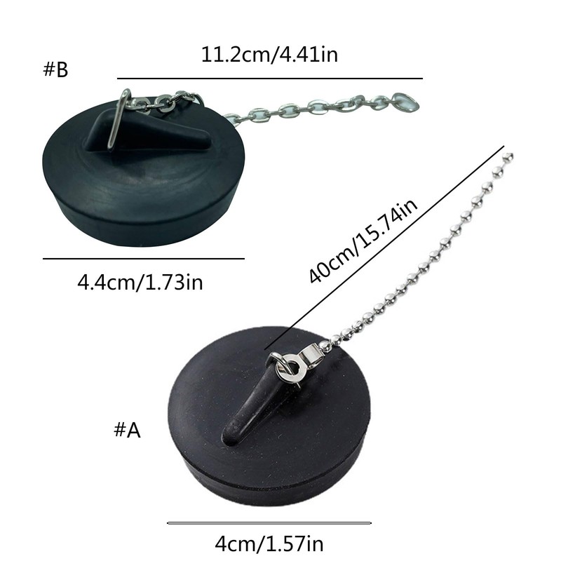 YUXITA Rubber Bath Plug with Chain Drain Stopper Handy Rubber
